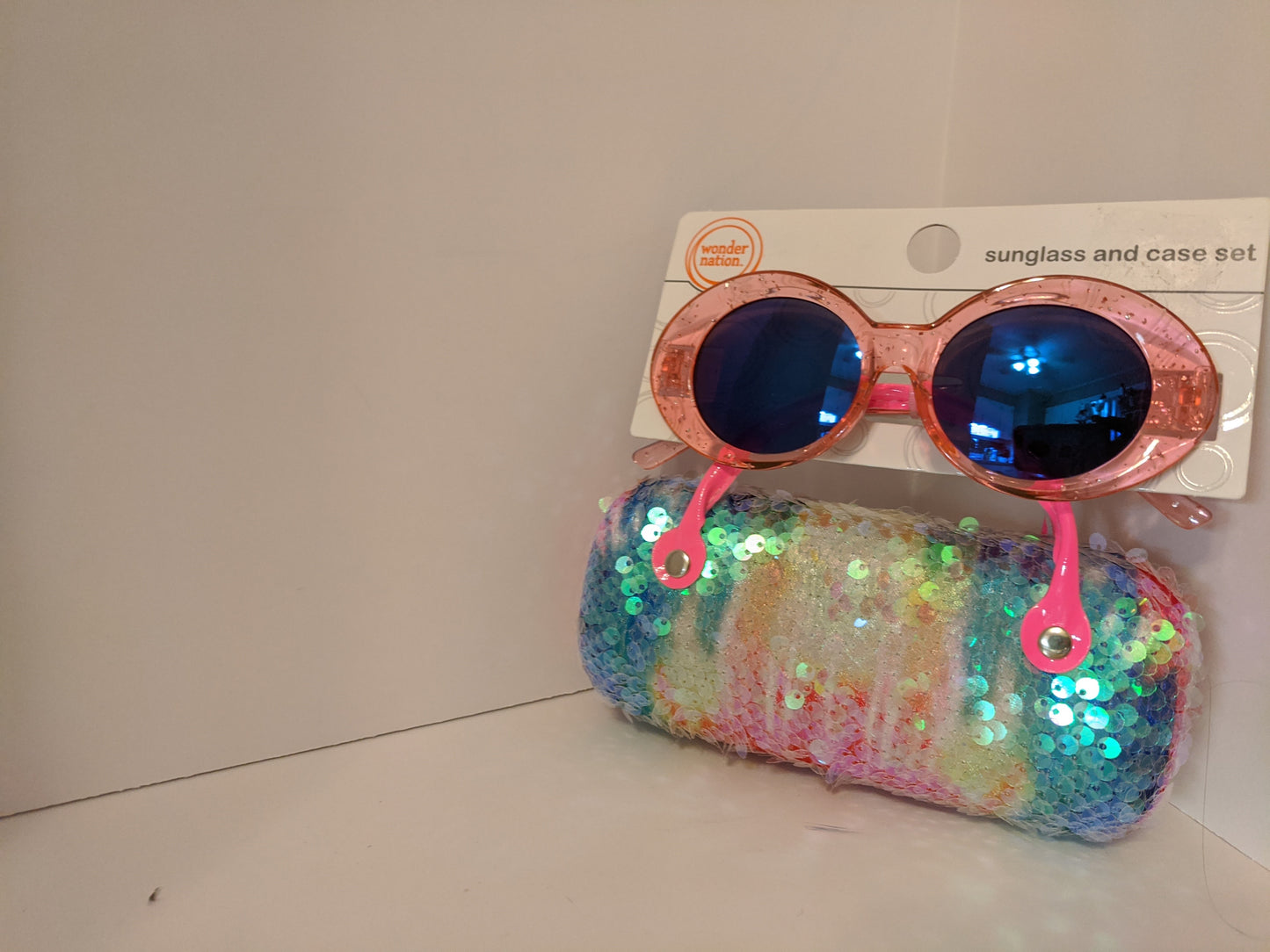 Tie Dye Sequin Sunglass Case with Sunglasses