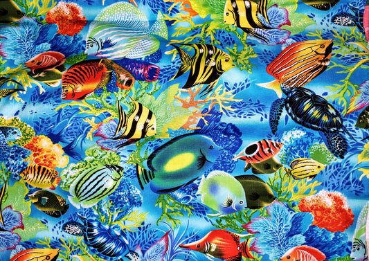 Bright Colorful Fish Cotton Fabric