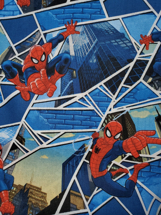 Blue SpiderMan in Action Cotton Fabric