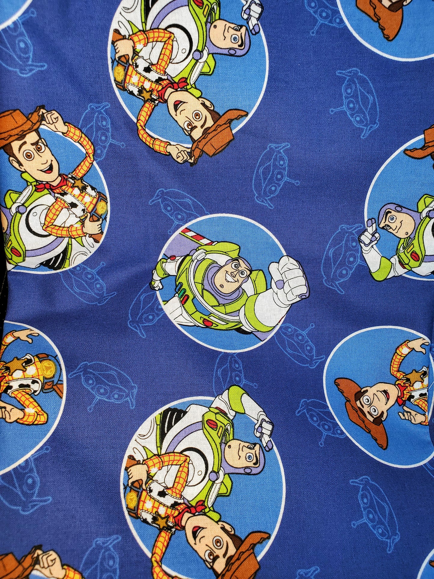 Toy Story 4 Buzz and Woody on Navy Cotton Fabric