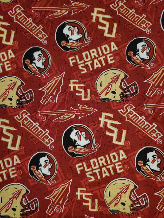Florida State Seminoles FSU on Red Cotton Fabric