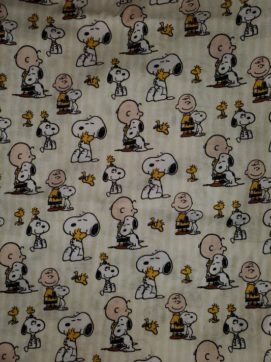 Peanuts Charlie Brown Snoopy and Woodstock on Yellow Cotton Fabric
