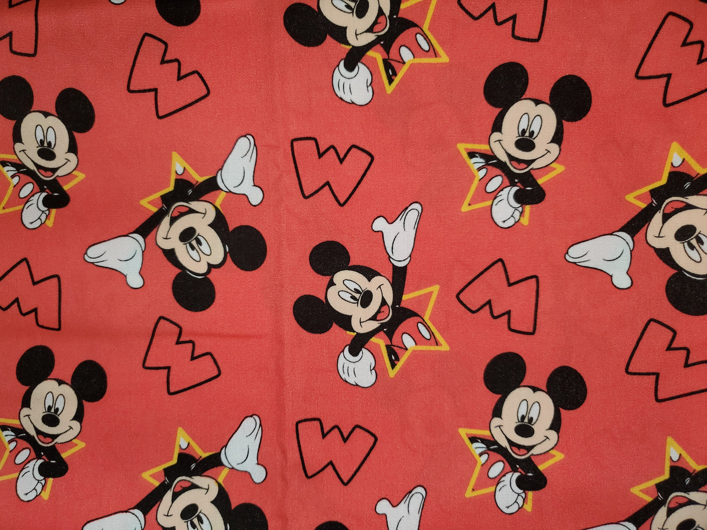Mickey Mouse Red M Cotton Fabric