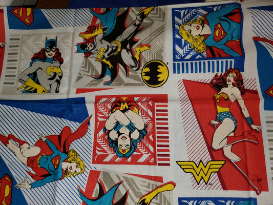 Women Superheroes in Action Large Cotton Fabric