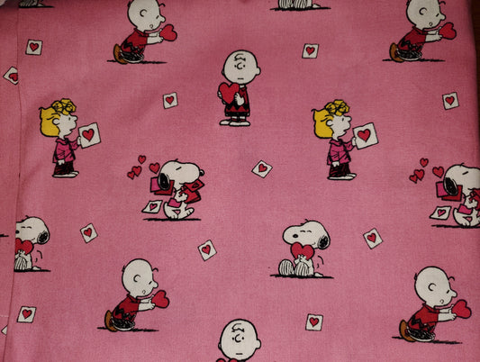 Peanuts Snoopy Heart Mail Charlie Brown Sally Cotton Fabric