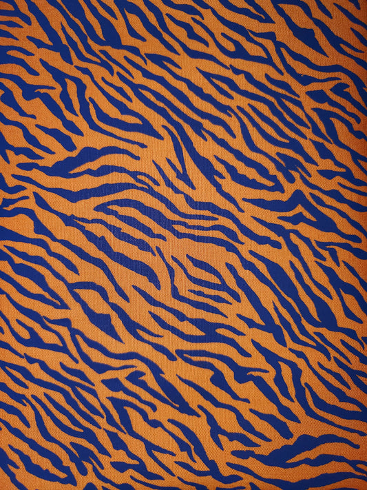 Orange and Navy Tiger Stripes Cotton Fabric