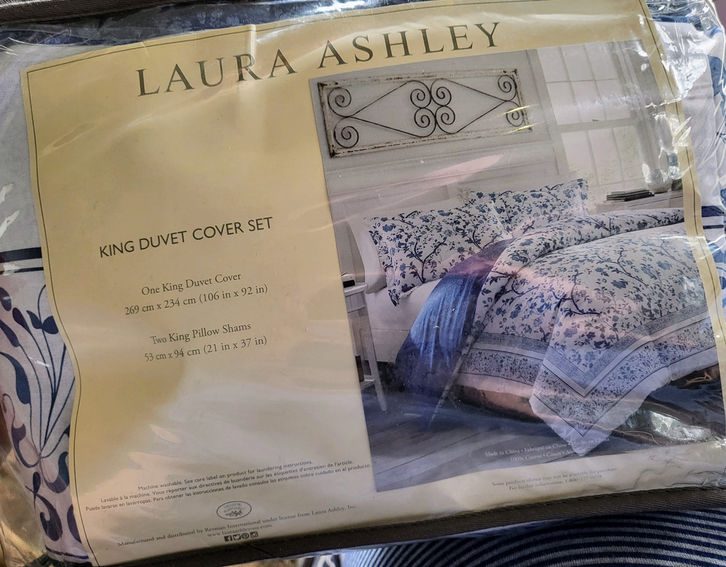Laura Ashley Charlotte Blue King Duvet Cover Set