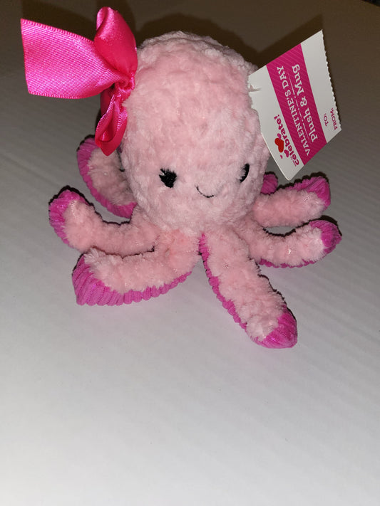 Pink and Hot Pink Octopus Super Soft Plush with Bright Pink Bow