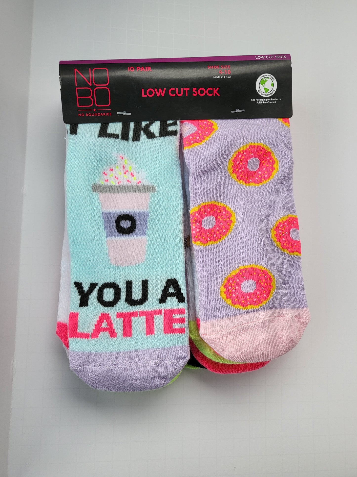 10 Pair Packs of No Boundaries Low Cut Socks in 16 Different Sock Designs