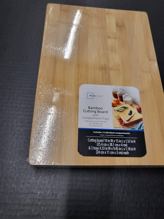 Bamboo Cutting Board with 3 Compartments