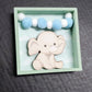 Sweet Elephant with Pom Poms on Mint Green Wall Art or Tabletop Decor Baby Room Decor