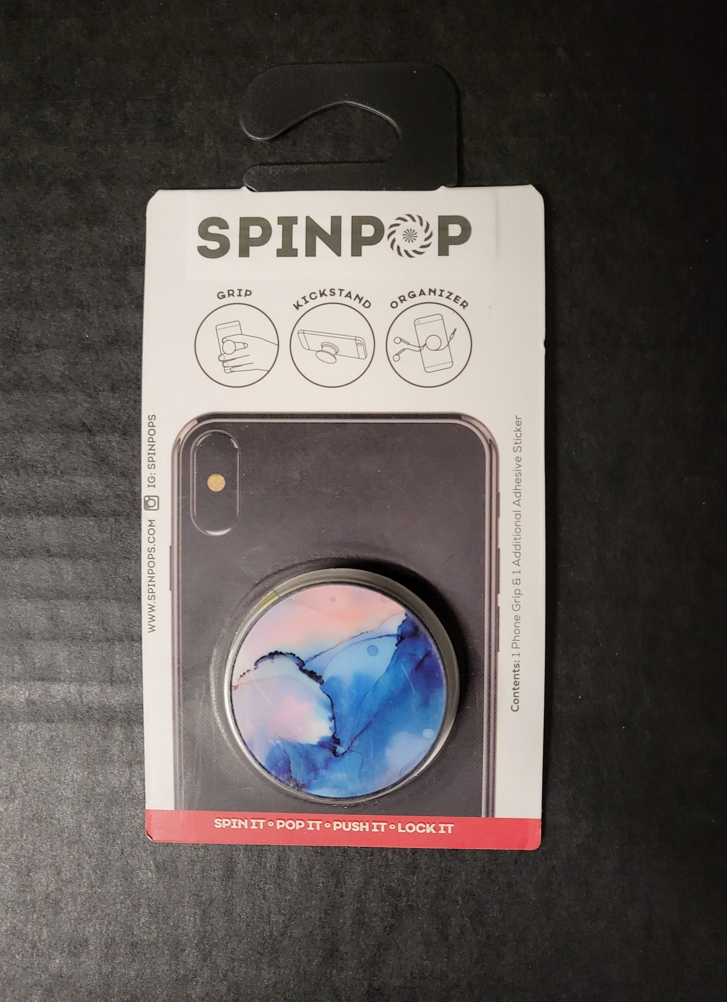 Spinpop Phone Accessory Grip Kickstand Organizer