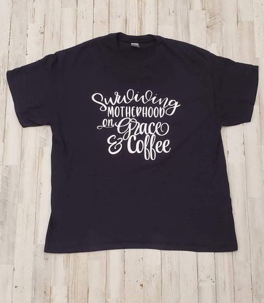 Surviving Motherhood on Grace and Coffee Tshirt
