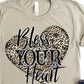 Bless Your Heart with Cheetah Print Heart Tshirt