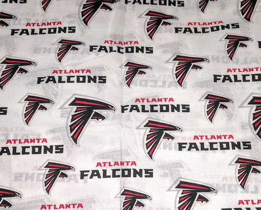 Atlanta Falcons on White Cotton Fabric