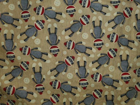 Sock Monkeys on Kwaki Cotton Fabric