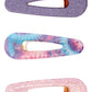 3pk Hair Barrettes Tie Dye Pink and Purple