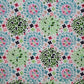Green and Blue Medallions with Small Pink Flowers Cotton Fabric