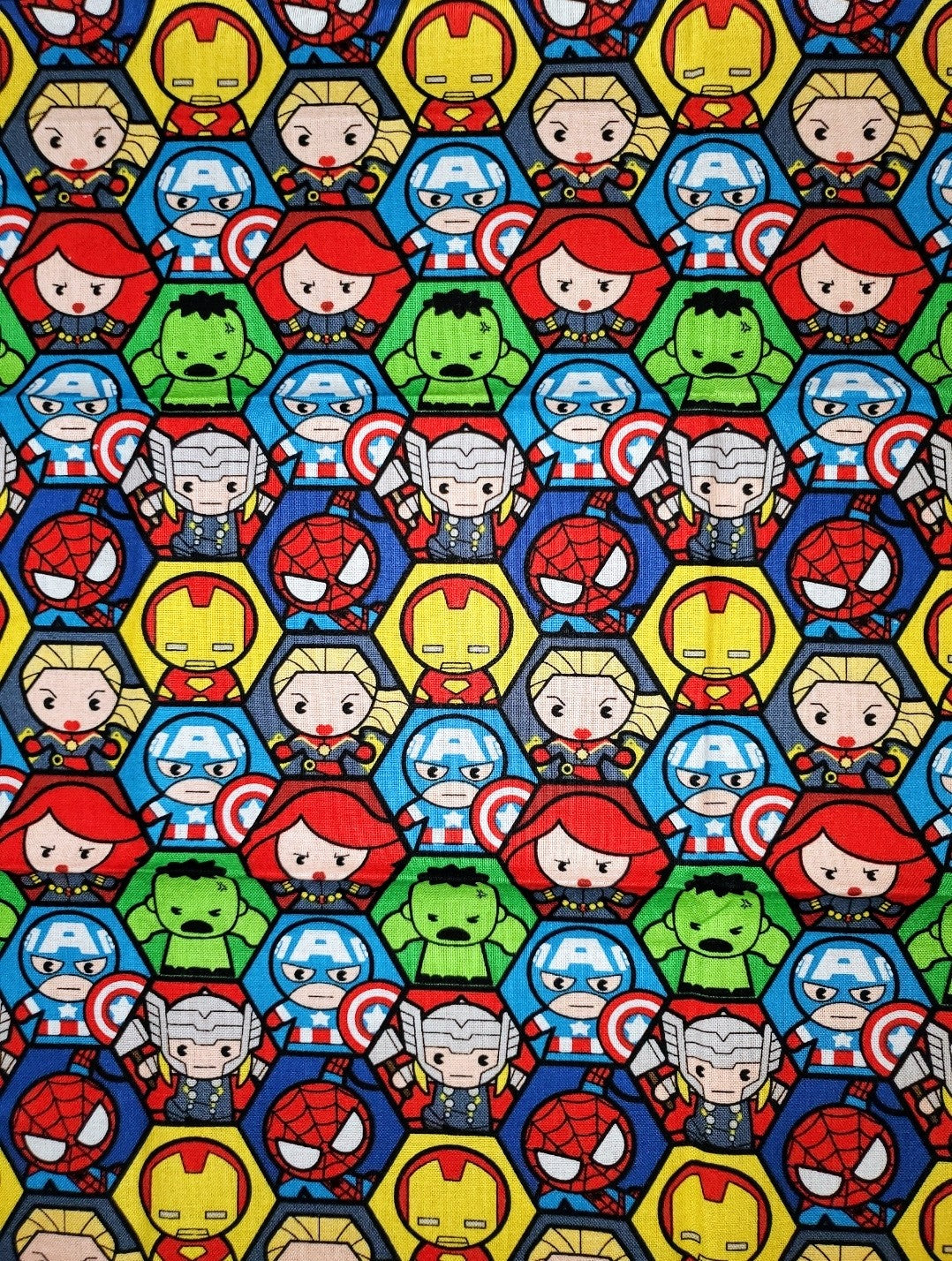 Marvel Kawaii Packed Superheroes Cotton Fabric