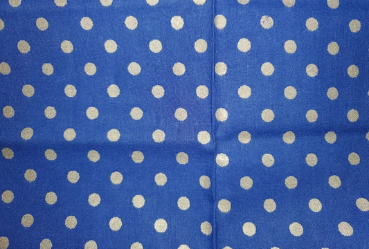 Silver Polka Dots on Cobalt Blue Cotton Fabric