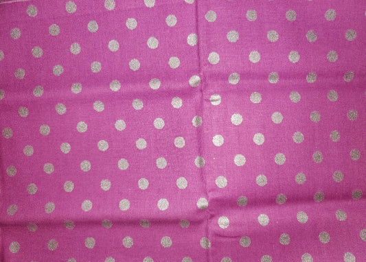 Silver Polka Dots on Fuchsia Cotton Fabric