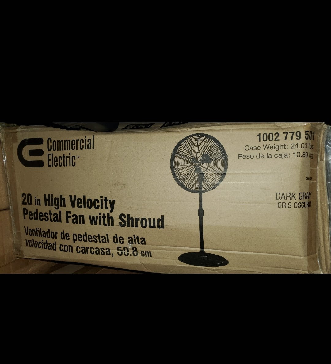 20in High Velocity Pedestal Fan with Dark Grey Shroud
