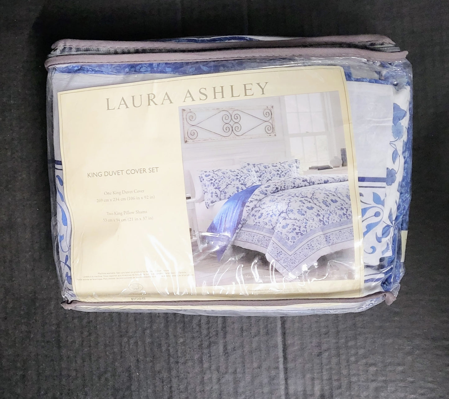 Laura Ashley Charlotte Blue King Duvet Cover Set