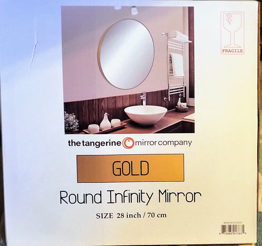 Gold Round Infinity Mirror 28inch by the tangerine mirror company