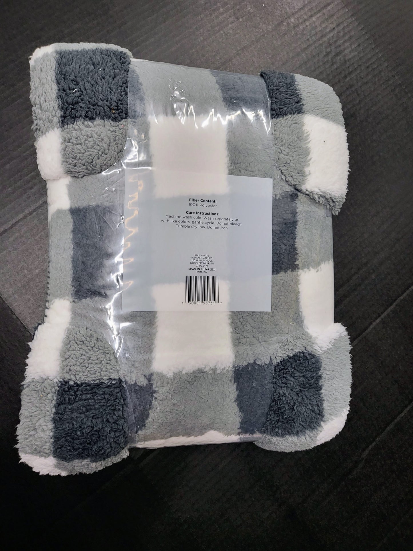 Double Sided Printed Sherpa Throw 50in x 60in Grey Plaid